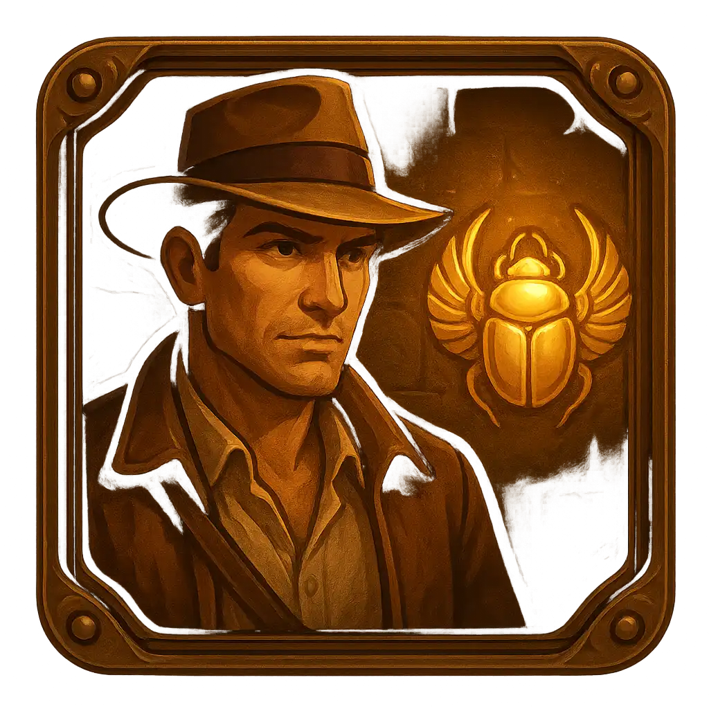 Legacy of Dead slot game artwork in dark oak and brass explorer club style